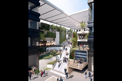 Make and Gary Neville's St Michael's scheme - St Michael's Steps connecting St Michael's Square to The Garden, two of the public spaces